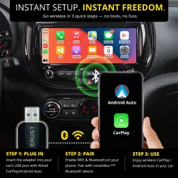 crust AutoLink W20 Wireless CarPlay & Android Auto Adapter Convert Wired to Wireless Car Stereo image 4
