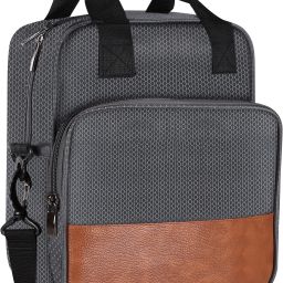 Grey Design-Tan Faux Leather & PVC with Detachable strap Tiffin bag DS-TB16 Lunch Bag-image-12