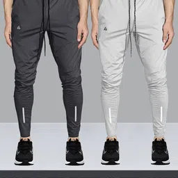 avolt Pack of 2 Men Solid Grey Track Pants-picture-22