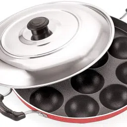 Nice Appam Patra with Lid / kulipaniyaram pan nonstick/ appe/ aapee Paniarakkal with Lid 0.5 L capacity 23.5 cm diameter-image-5