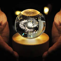 Galaxy Crystal Ball Night Light,2.4 inch Glass Ball Night Lamp with Wooden Base Night Lamp-23