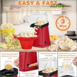 esta Popcorn Machine Mini Hot Popcorn Machine Oil-Free Portable Snack Maker with Automatic Operation 300 L Popcorn Maker image 5