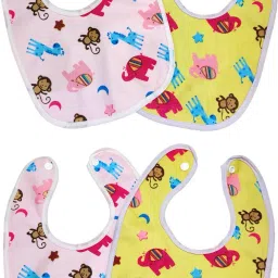 Baby Feeding Printed Apron Bibs with Snap Button & Washable Cotton PVC Material-image-19