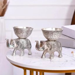 Khareed Ke Dkeho Metal Elephant Urli and Dry Fruit Bowl Decorative Showpiece - 11 cm-image-18