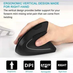 microware Ergonomic Mouse, Vertical Wireless Mouse - Rechargeable 2.4GHz Optical Vertical (Vertical-Mouse) Wireless Optical Gaming Mouse with Bluetooth image 3