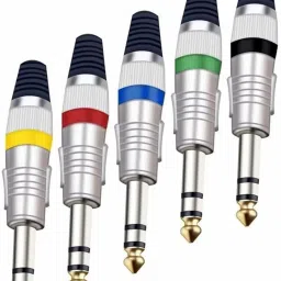5pc 1/4" 6.35mm Male Stereo Connector Headphone Microphone Pin Audio Jack Plug Straight TRS Patch Cable-image-7