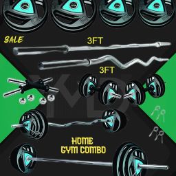 10 kg Professional Metal Integrated Rubber Plates (2.5X4) 3FT Curl & 3FT Straight 28mm Home Gym Combo-image-45