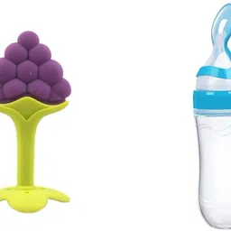 Food Feeder Squeeze Bottle for Solid Food & Teether with Storage Box(combo pack) Teether and Feeder-27