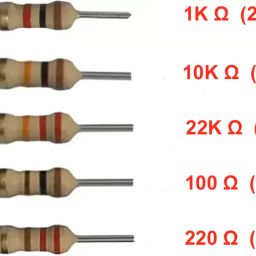 Pack of 100 1/4 W Resistors_20 Resistances each of 5 Values 1K_10K_22K_100E_220E Fixed Resistor-20