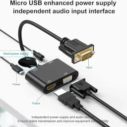 RuhZa VGA to HDMI VGA Adapter Dual Display VGA to HDMI VGA Splitter Converter Wired Ethernet Lan Adapter compatible with Windows image 2