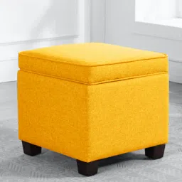 febonic Sudan Fabric Ottoman in Bold Yellow Colour-picture-0