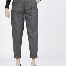 tokyo talkies Women Regular Fit Grey Cotton Blend Trousers-picture-38
