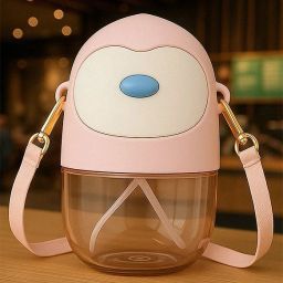 Pink Penguin Baby Sipper Cup with Straw & Strap | Spill-Proof, BPA-Free, 520ml-image-17