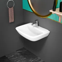 Wall Mount WashBasin (18 *12 ) With PillarTap Stainless Steel Coupling Hose Pipe Wall Hung Basin-image-69