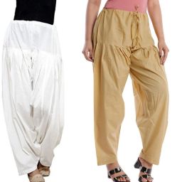 Pure Cotton Solid Women ["Beige","White"] Salwar-image-3