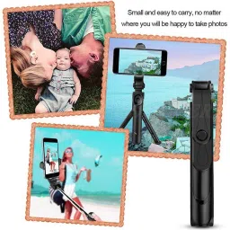 amesco Party 3in1 Selfie Stick multi-function Wireless Bluetooth | Selfie stick | Tripod | Selfie Stick with Remote & Coller Mic Shutter 360 Rotate Extendable Handheld Foldable Mini Tripod Stand Foldable | Bluetooth shutter for Smartphones Professional Remote Control Selfie Stick Monopod 3 Axis Gimbal for Mobile image 5