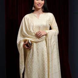 vishudh Women Cotton Blend Kurta Pant Attached Dupatta Set-picture-35