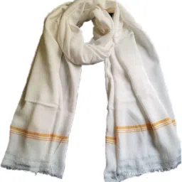 Woven Cotton Blend Men White Scarf-32