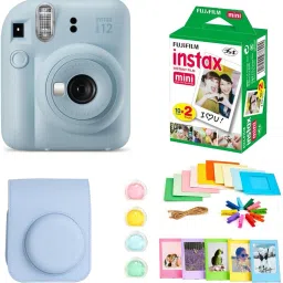 FUJIFILM Instax mini 12 Pastel blue Instant Camera+10x2 Film+Bunting+Plastic Frames+Case+Filters Set Instant Camera-image-50