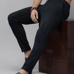 roadster Men Regular Fit Dark Blue Lycra Blend Trousers-picture-48