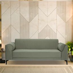 casacraft from pepperfry Zyra Waterproof Velvet 3 Seater Sofa In Beige Colour-picture-42