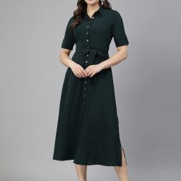 Women Shirt Multicolor Midi/Calf Length Dress-image-4