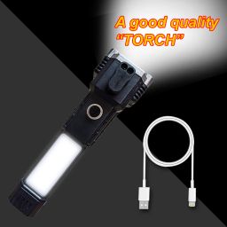 New Rechargeable Flashlight with Hammer, Window Breaker, and Seatbelt Cutter 4 hrs Torch Emergency Light-image-55