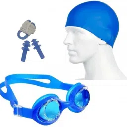 4 in 1 Swimming Combo of Silicone Swim Goggles, Silicone Cap With Ear Plugs & Nose Clip, A Complete Swimming Kit-picture-11