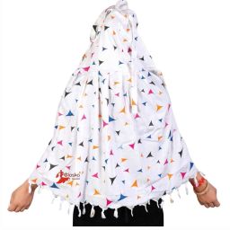 Printed Pure Cotton Women White Fancy Scarf, Scarf, Stole, Faux Turtleneck Neck Cover-image-4