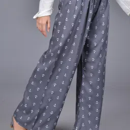 Women Relaxed Grey Viscose Rayon Trousers-image-65