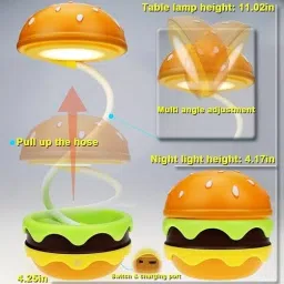 barbarik Burger Design Rechargeable Lamp with Adjustable Neck & Sharpener (Pack of 1) Study Lamp image 2