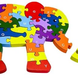 Kids Wooden Elephant ABCD & 123 Puzzle Wooden 3D Block Puzzle for Kids-41