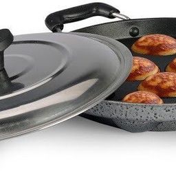 sumeet Nonstick 3mm Grill Designer Appam Patra 12 Pcs With Lid & Handle Paniarakkal with Lid 0 L capacity 22 cm diameter-picture-17