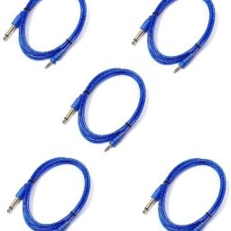5Pcs 6.35mm Mono Plug to 3.5mm Male Stereo Audio Jack Audio Jack for DJ, Straight TS Patch Cable-image-54