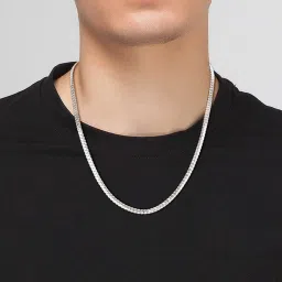 Stylish Stainless Steel Cuban Link Above Chest Chain Neck Necklace Chains (5mm) Silver Plated Silver Chain-image-32