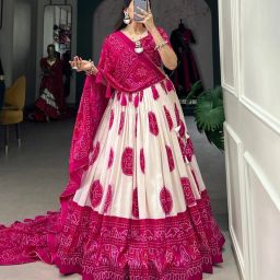 Bandhani Semi Stitched Lehenga Choli-image-97