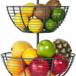 2 Tier Metal Wire Storage Basket for Fruits, Bread, Onions, Potatoes & Snacks Iron Fruit & Vegetable Basket-image-60