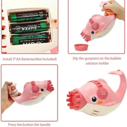 kalpaira Dolphin Bubble Gun, Portable 10-Hole Bubble Machine with Continuous Blast Water Gun image 2