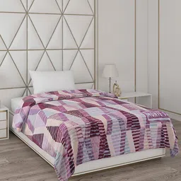 Monte Carlo Purple & White Abstract Mild Winter 553 GSM Single Bed Blanket-image-96