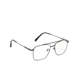 GARTH Unisex Clear Lens & Gunmetal-Toned Rectangle Sunglasses With UV Protected Lens-20
