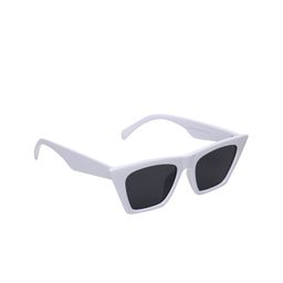 GARTH Unisex Black Lens & White Rectangle Sunglasses & UV Protected Lens CANDY_BS_WHT_GRT-32