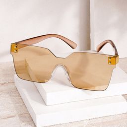 JOKER & WITCH Unisex Brown Tinted Oversized Sunglasses JWSG136-42