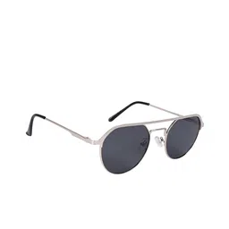 AISLIN Unisex Round Sunglasses with UV Protected Lens ES_13488-96-AS-K009-BLK-STL-RD-13