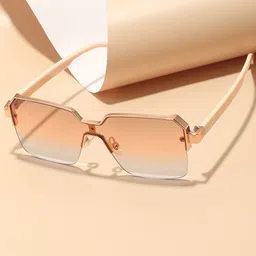 HAUTE SAUCE by Campus Sutra Women Mirrored Lens & Gold-Toned Rectangle Sunglasses with Polarised Lens-image-69