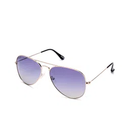 Roadies Unisex Blue Lens & Silver-Toned Aviator Sunglasses with Polarised Lens-40