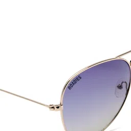 Roadies Unisex Blue Lens & Silver-Toned Aviator Sunglasses with Polarised Lens image 5