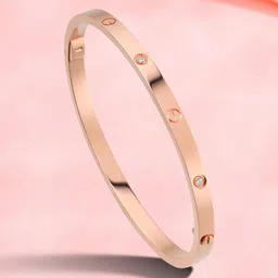 MYKI Women Cubic Zirconia Rose Gold-Plated Bangle-Style Bracelet-43