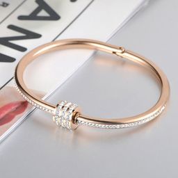 MYKI Women Rose Gold-Plated Cubic Zirconia Bangle-Style Bracelet-46