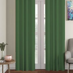 HOUZZCODE Green Single Black Out Long Door Curtain-4