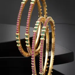 Sukkhi Set Of 4 Gold Plated Stones Studded Bracelet Bangles-18